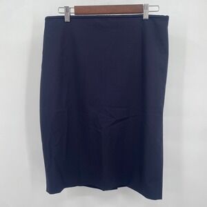 Brooks Brothers Women Sz 12 Pencil Skirt Navy Blue Wool Blend Lined Knee Length